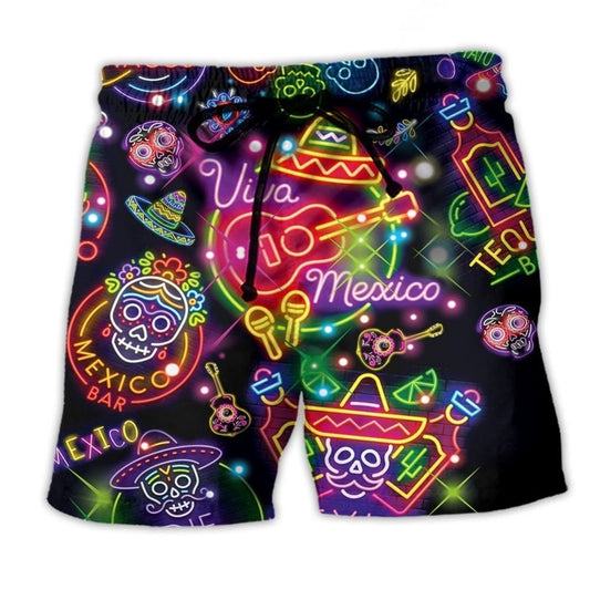 Mexico Neon Colorful Style - Beach Short