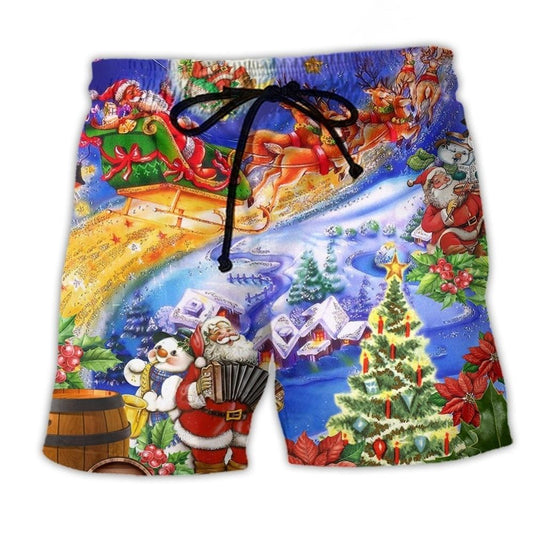 Santa Claus Christmas Night Love Art – Beach Short