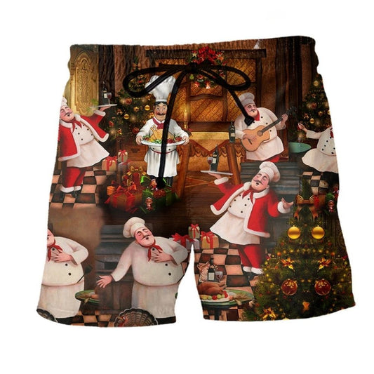 Chef Merry Christmas Humor - Beach Short