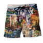 Old Castle Memories Scenic Landscape – Beach Short