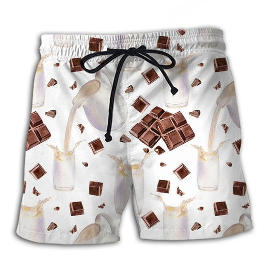 Chocolate Milk Funny Food Quote Art – Beach Short