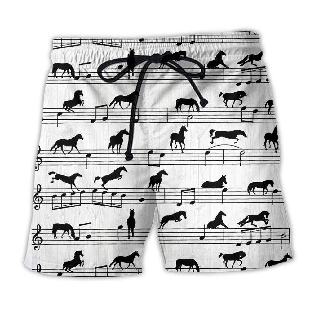 Horse Music Notes Minimal Style - Beach Short