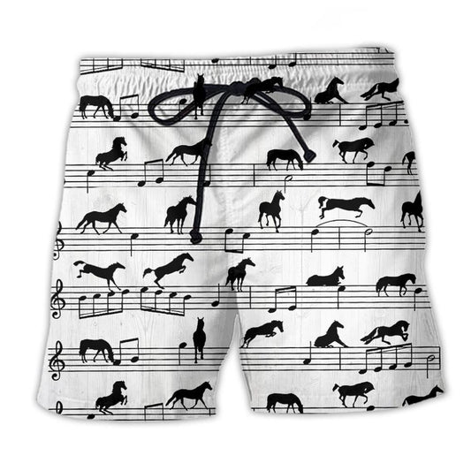 Horse Music Notes Minimal Style - Beach Short