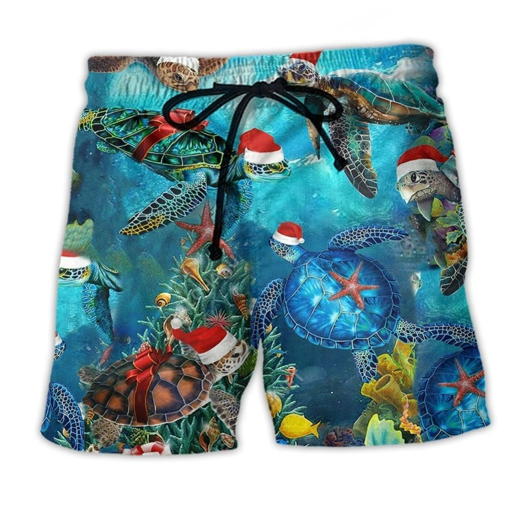 Turtle Christmas Ocean Love - Beach Short