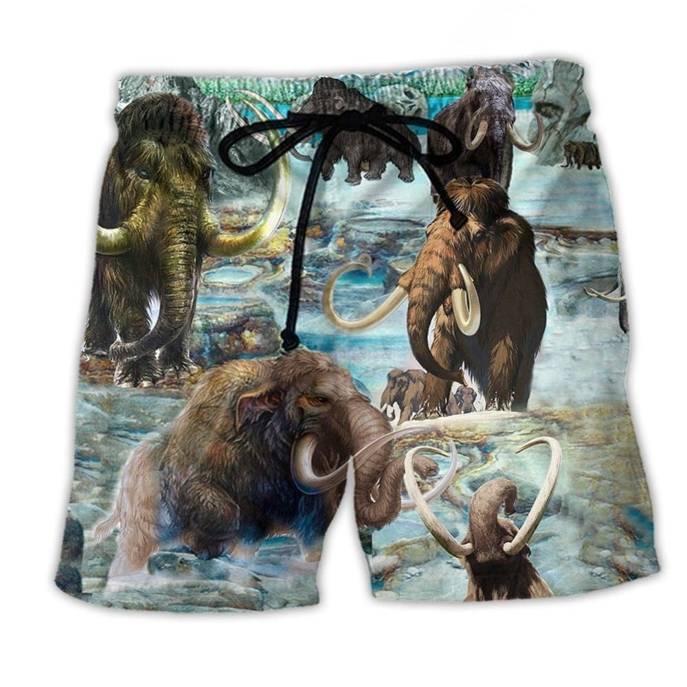 Woolly Mammoth Prehistoric Art - Beach Short