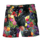 Black Cat Floral Love Colorful - Beach Short