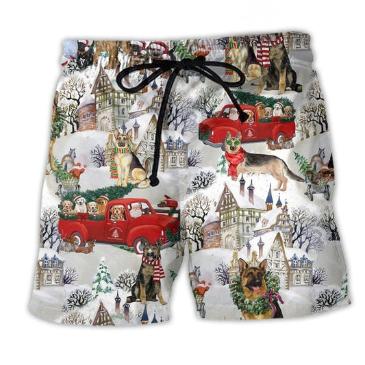 German Shepherd Winter Christmas – Beach Short