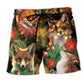 Merry Christmas Foxmas Floral - Beach Short