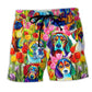 Dog Colorful Floral Art – Beach Short