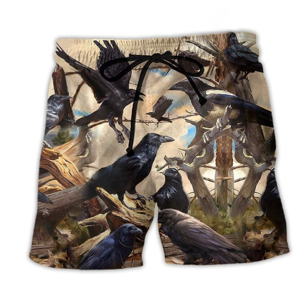 Raven Mystery Quote Art - Beach Short