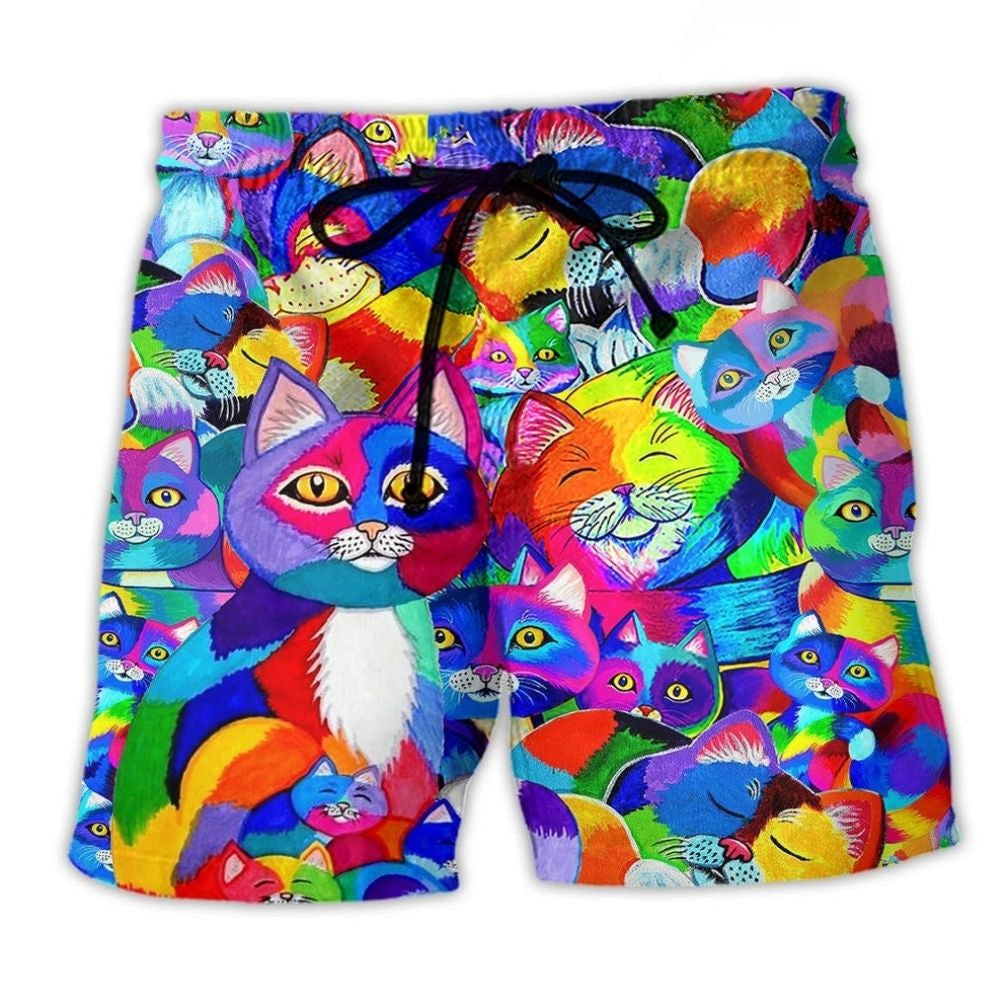 Rainbow Cat Color Love – Beach Short