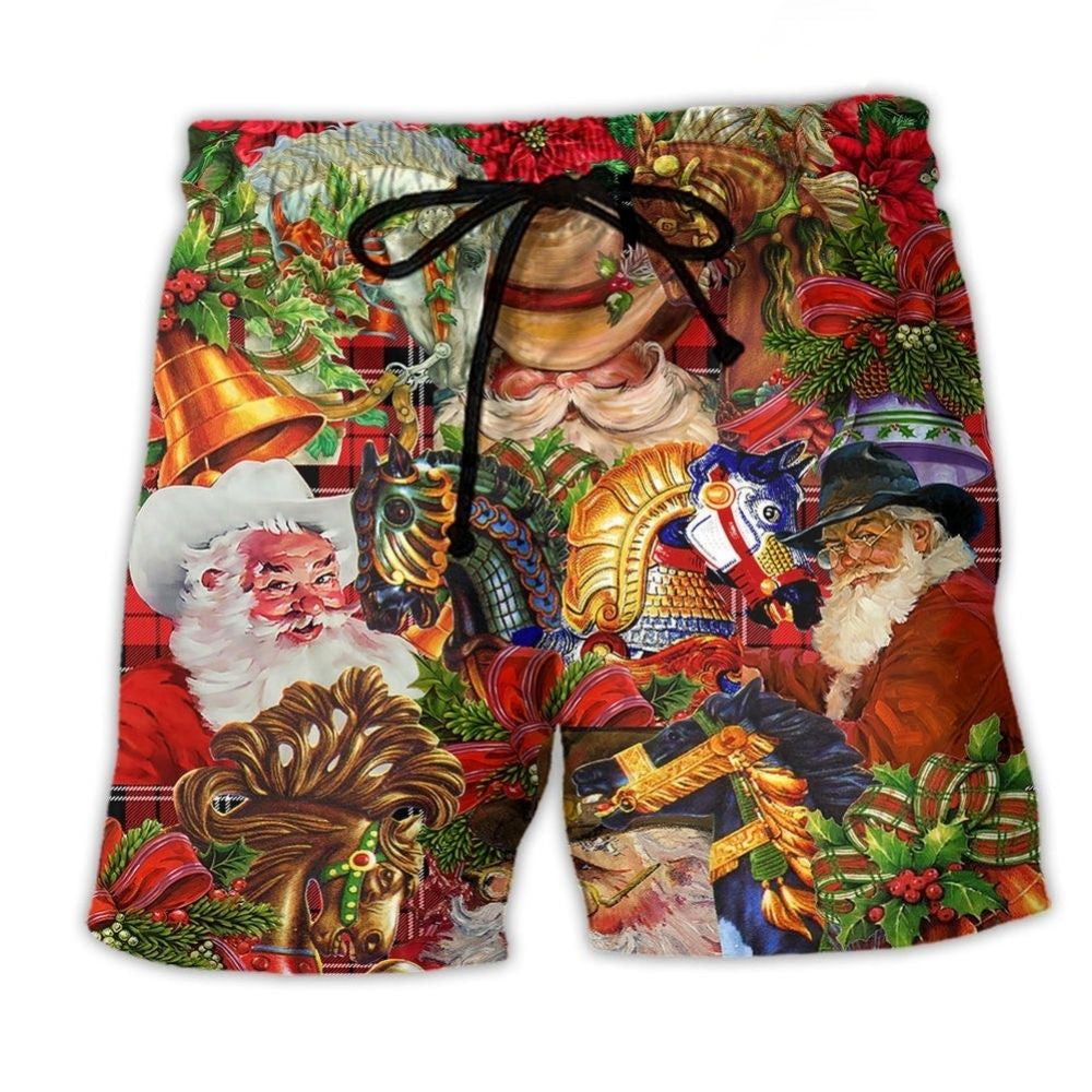 Santa Cowboy Western Christmas Art – Beach Short