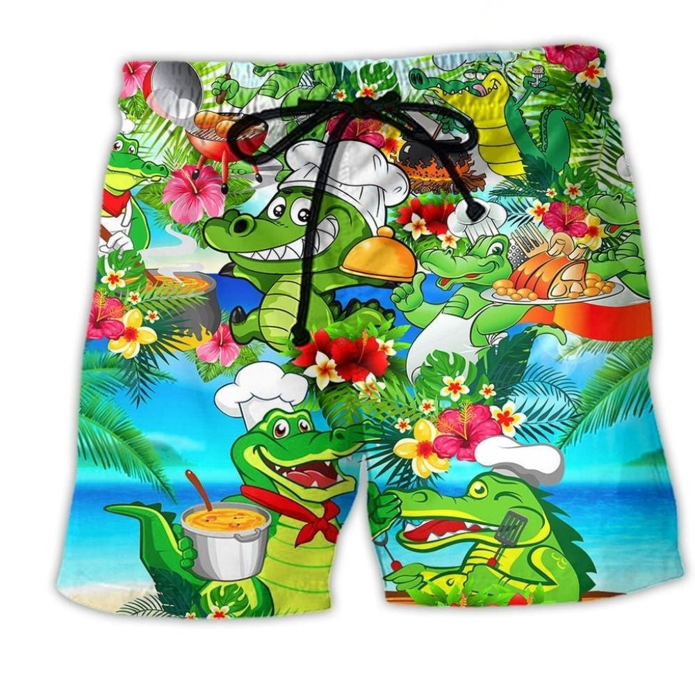 Alligator Chef Tropical Floral - Beach Short