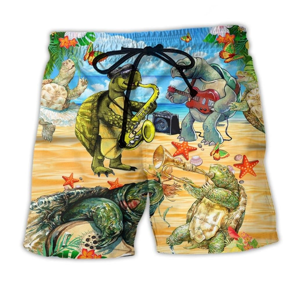Turtle Loves Music Tiny Cute - Beach Short