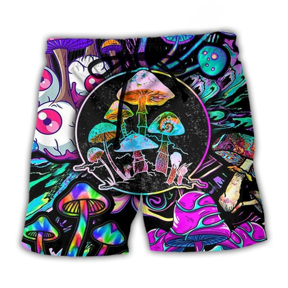 Neon Hippie Mushroom Psychedelic Art – Beach Short