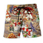 Snowman Couple Xmas Love – Beach Short
