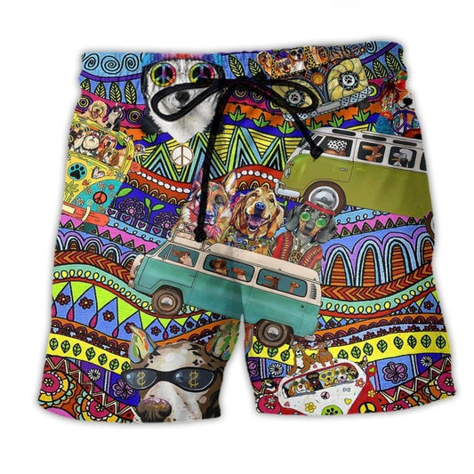 Dogs Love Life Colorful Bus – Beach Short