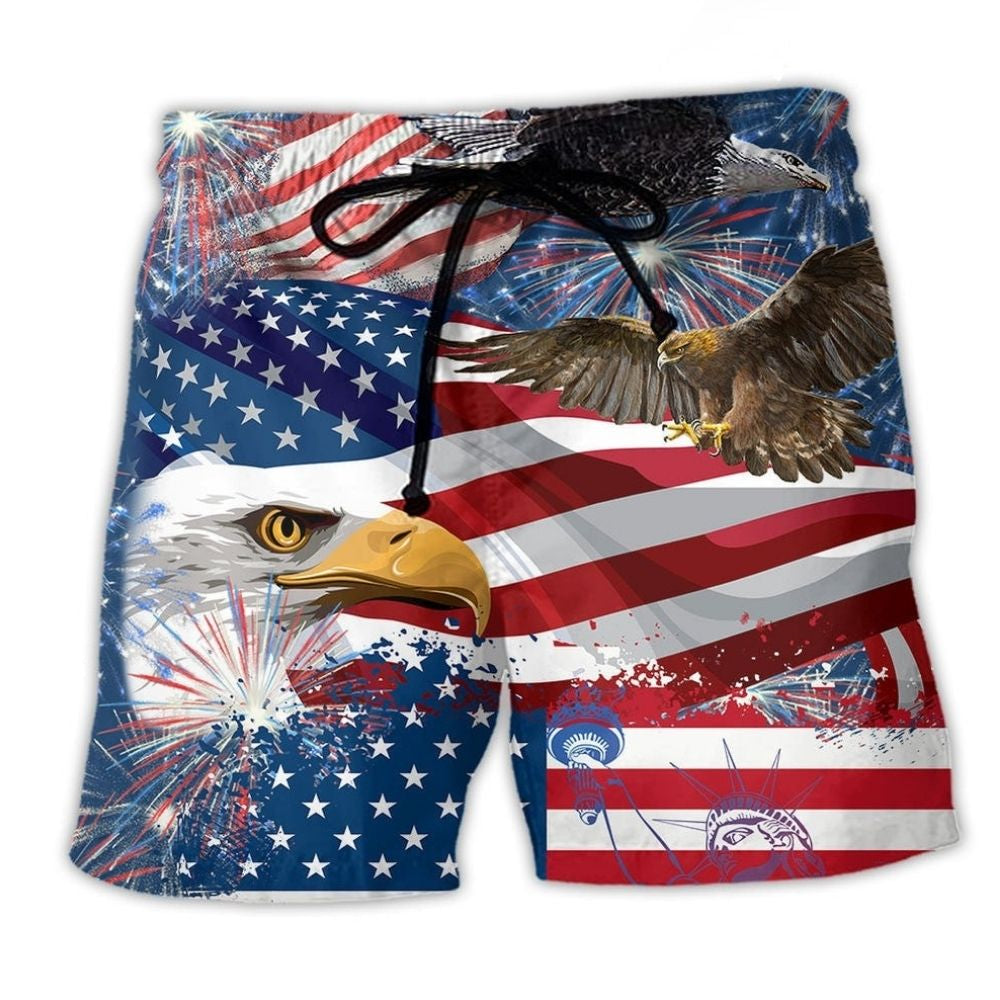 America Fourth Of July Eagle Freedom - Beach Short