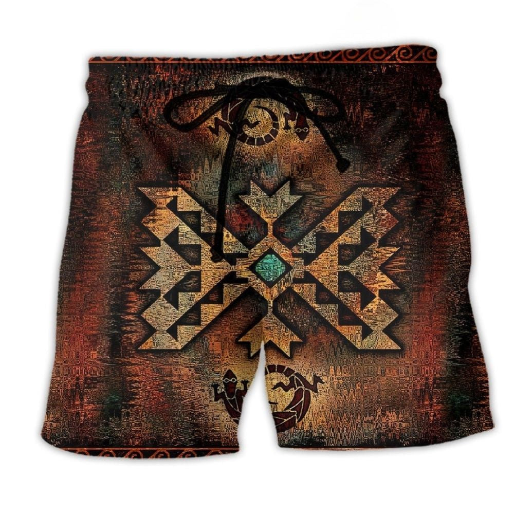 Native Love Peace Pattern Artistic Design – Beach Short