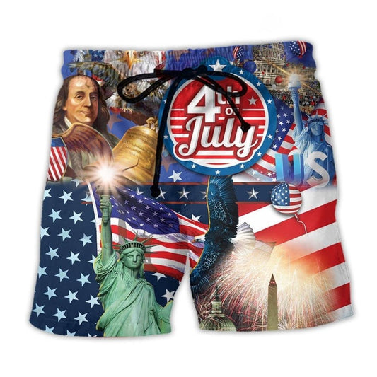 America Love July Patriotic Style - Beach Short