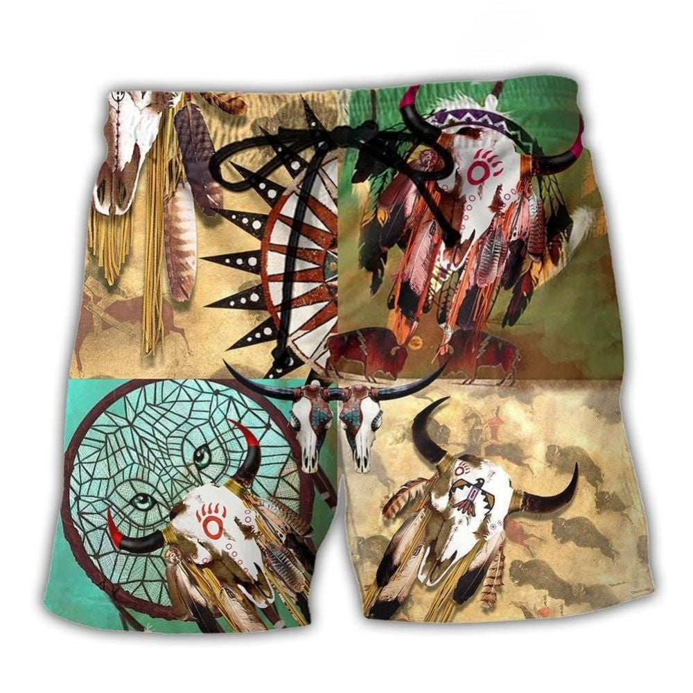 Native Spirit Symbol Artistic Cool Design – Beach Short