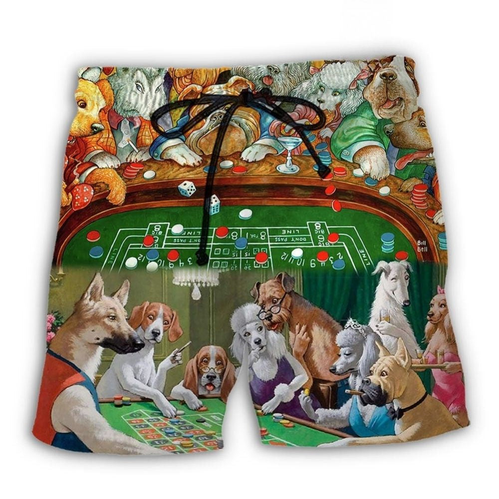 Funny Dogs Playing Casino – Beach Short