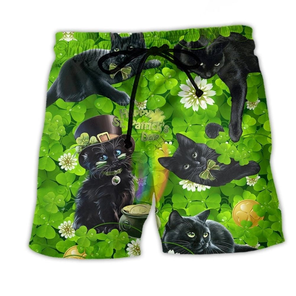 Green Black Cat Love – Beach Short
