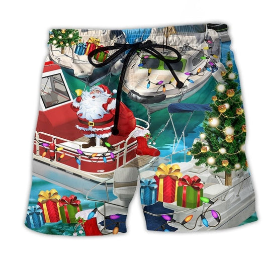 Santa Pontoon Holiday Fun Art – Beach Short
