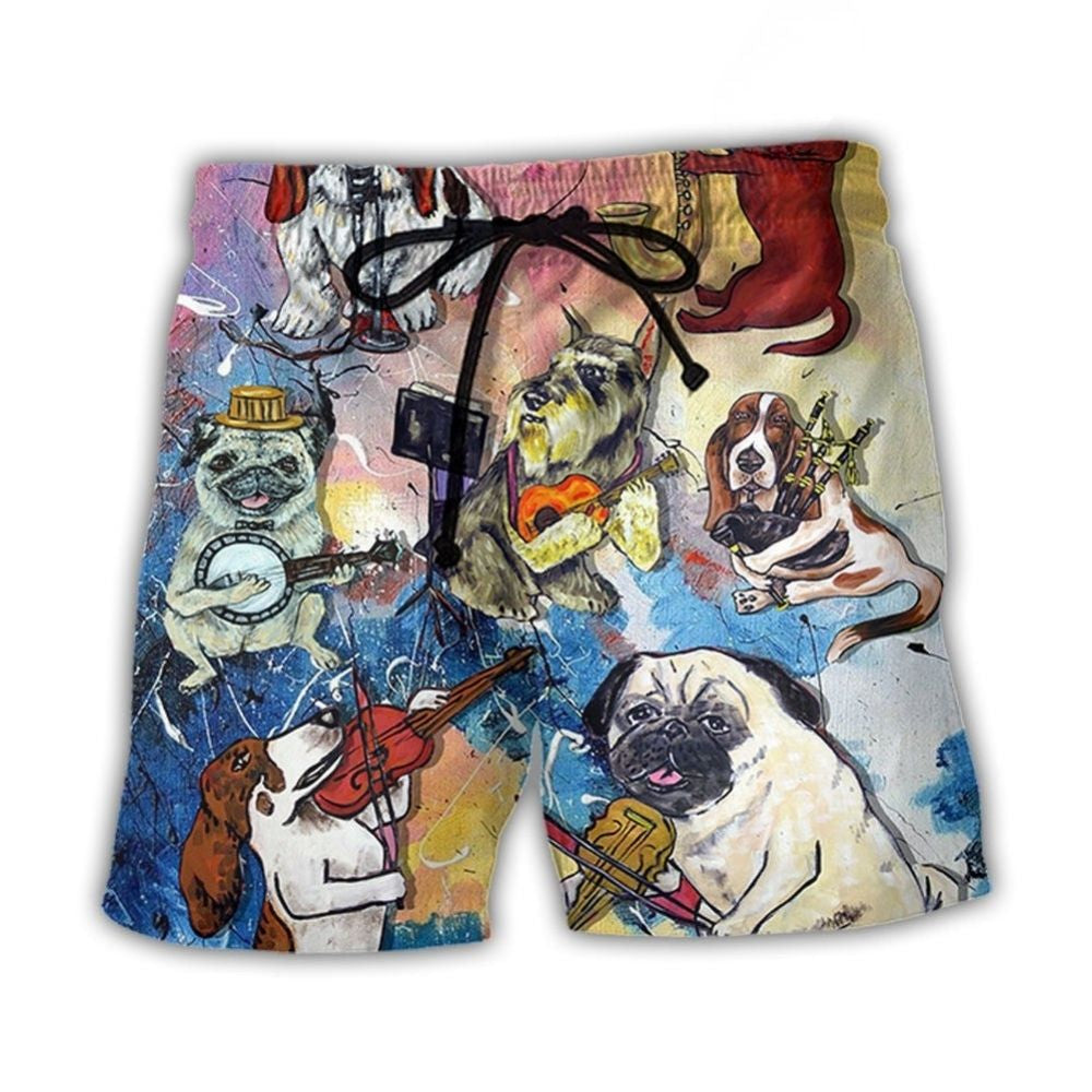 Funny Music Dog Lover Art – Beach Short