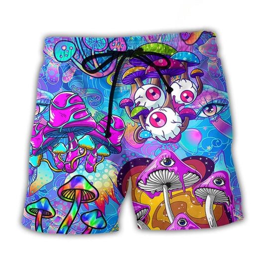 Colorful Hippie Mushroom Fantasy Art – Beach Short