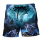 Gray Blue Wolf Cool Art - Beach Short