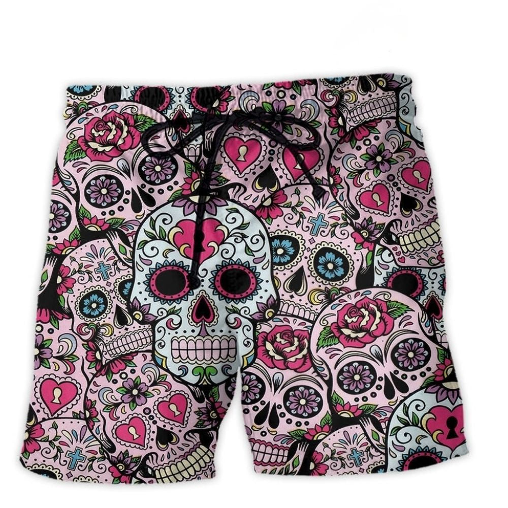 Colorful Sugar Skull Creative Mix – Beach Short