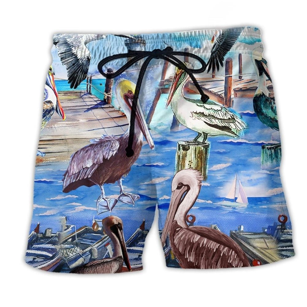 Pelican Beach Animal Love Art - Beach Short
