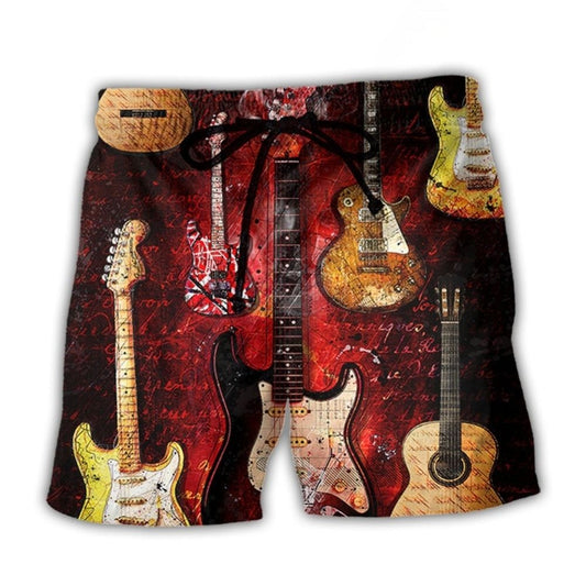Abstract Halloween Guitar Dark Art – Beach Short