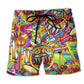 Drum Music Peace And Love Artistic Design – Beach Short