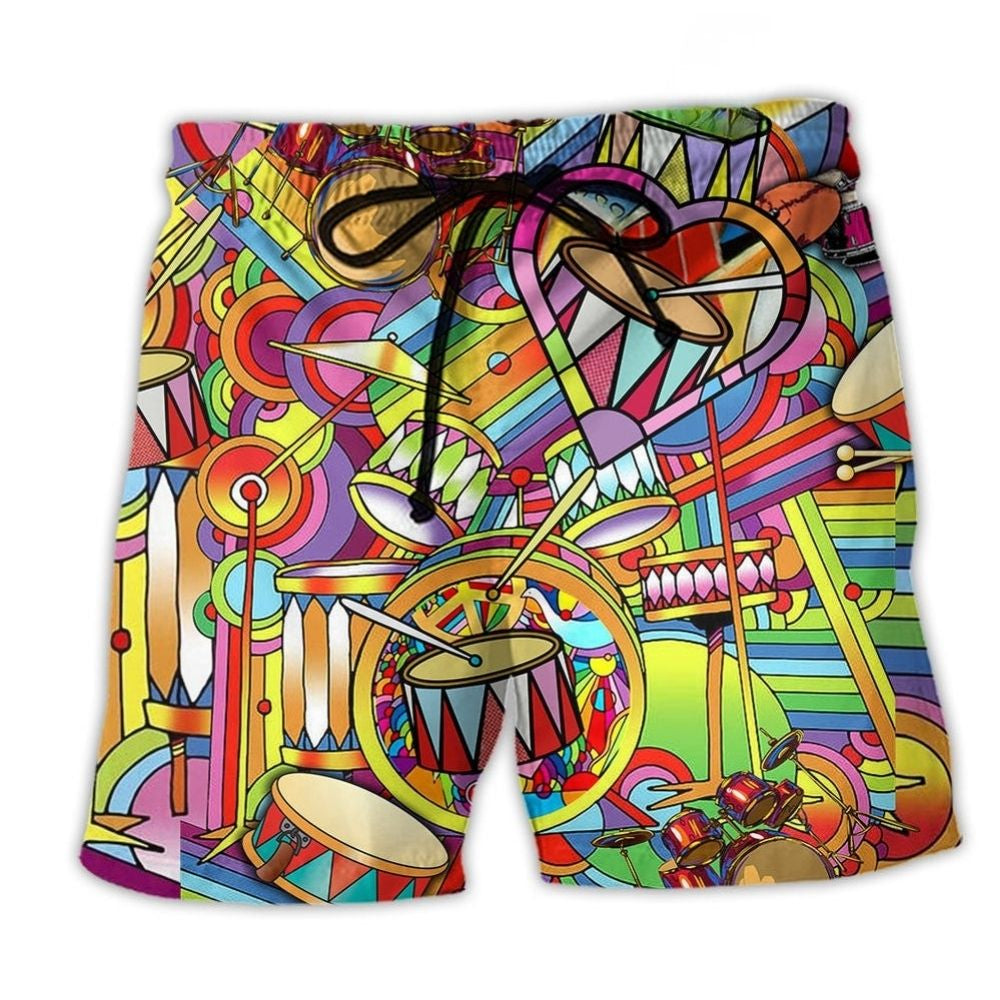 Drum Music Peace And Love Artistic Design – Beach Short