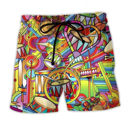 Drum Music Peace And Love Artistic Design – Beach Short