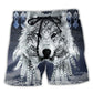 Native Style Peace Love Wolf Art - Beach Short