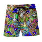 Hippie Mushroom Old Man Art - Beach Short