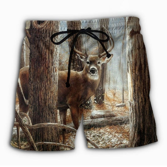 Deer Hunting Forest Outdoor Style - Beach Short