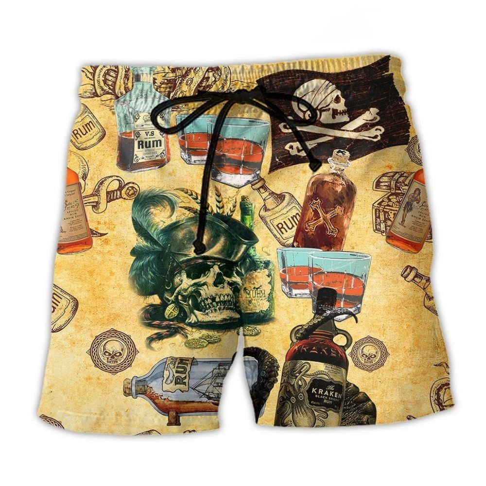 Wine And Skull Cool Style - Beach Short