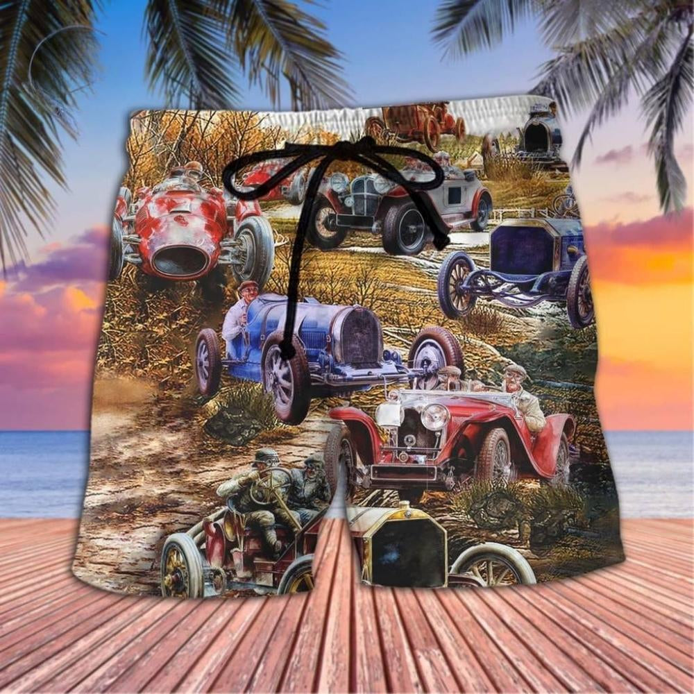 Vintage Old Car Cool Style - Beach Short