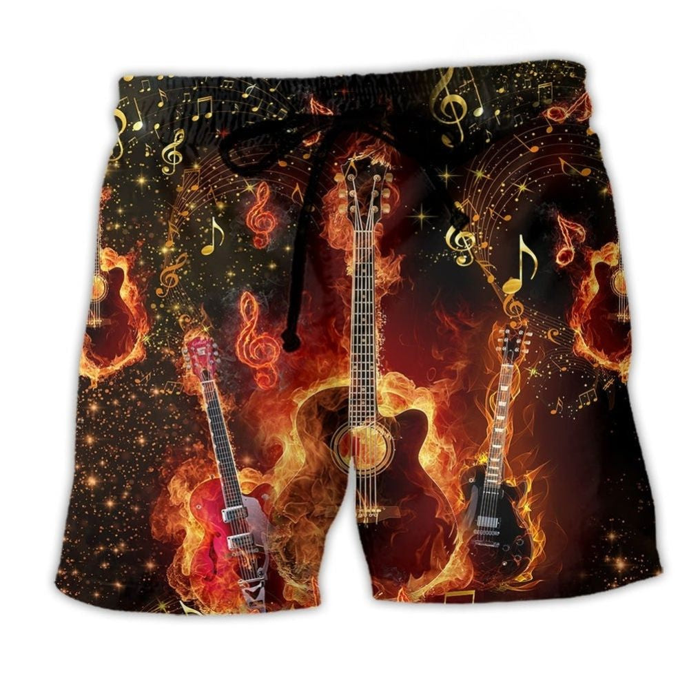Guitar Music Flaming Red – Beach Short