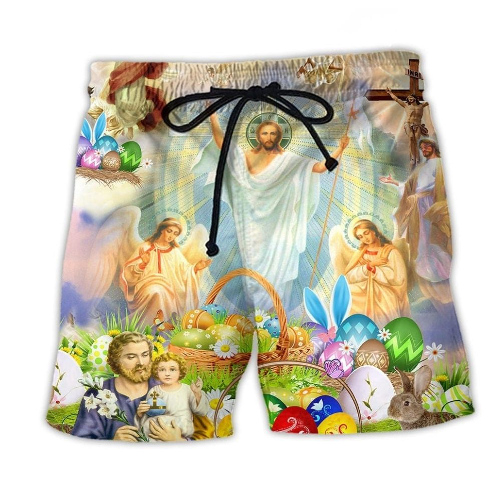 Jesus Easter Joy Colorful Art – Beach Short