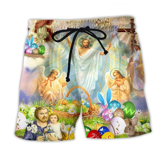 Jesus Easter Joy Colorful Art – Beach Short
