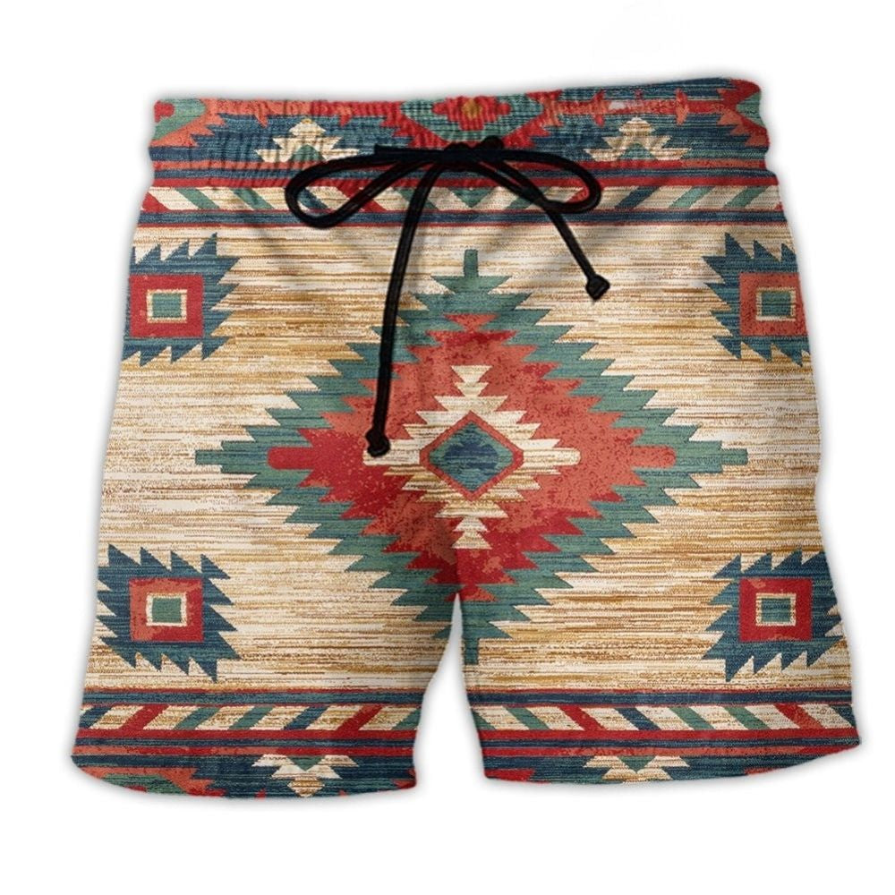 Native Love Peace Minimal Pattern Art – Beach Short