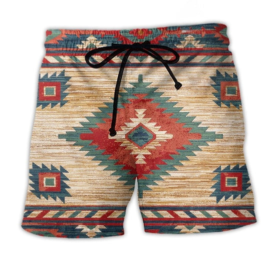 Native Love Peace Minimal Pattern Art – Beach Short