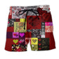 Valentine Paisley Heart Red Art - Beach Short