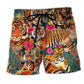 Jungle Tiger Freedom Floral Art – Beach Short