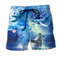 Whale Dancing Blue Sea Melody Art – Beach Short